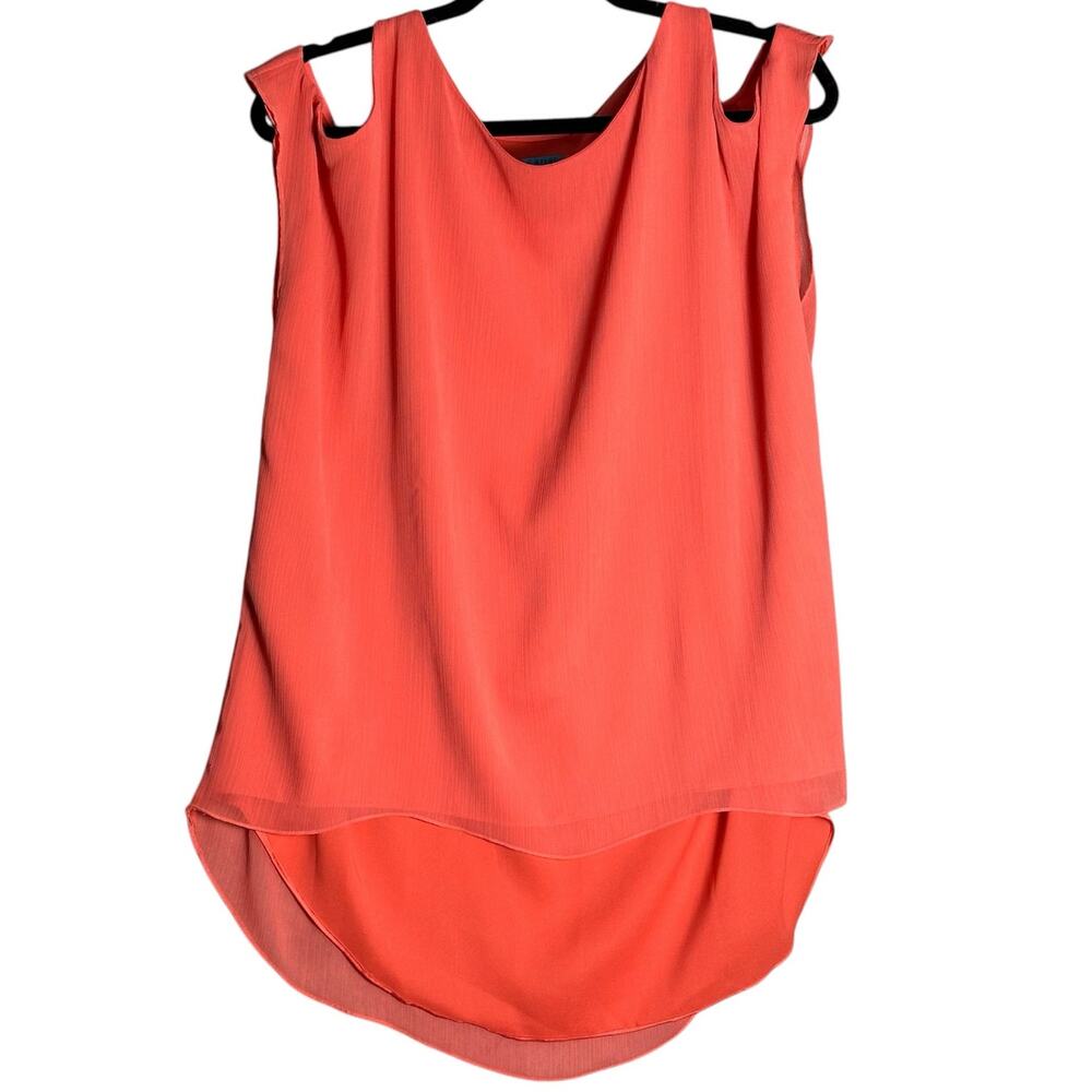 Alice + Olivia Sz M Cutout Cold Shoulder Top Salmon Lined Lightweight Flowy Tank - Picture 3 of 10